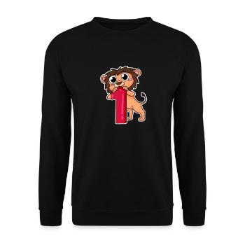 1 year old - 1 birthday with animal motif - Unisex Sweatshirt - black - Front - Alina (178cm) & Michal (187cm)