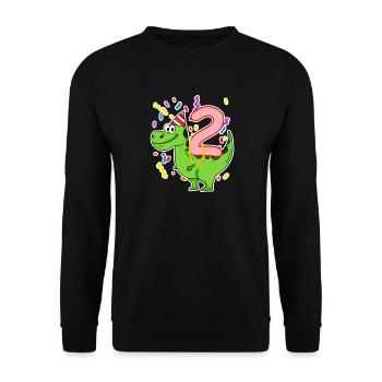 2 years old - 2 birthday with animal motif - Unisex Sweatshirt - black - Front - Alina (178cm) & Michal (187cm)