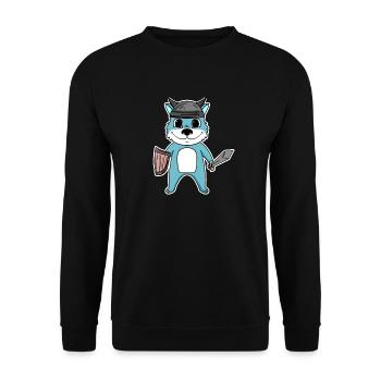 Wikinger Wolf - Unisex Pullover - Schwarz - Vorne - Alina (178cm) & Michal (187cm)