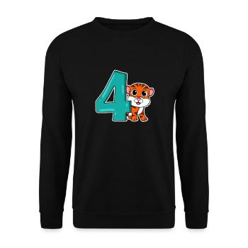 4 Jahre alt - 4. Geburtstag mit Tier Motiv - Unisex Pullover - Schwarz - Vorne - Alina (178cm) & Michal (187cm)