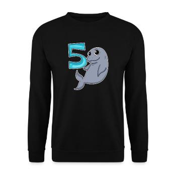 5 Jahre alt - 5. Geburtstag mit Tier Motiv - Unisex Pullover - Schwarz - Vorne - Alina (178cm) & Michal (187cm)