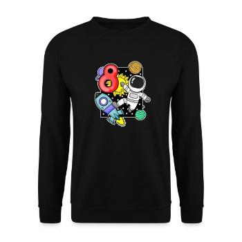 8. Geburtstag - 8 Jahre alt Junge Astronaut - Unisex Pullover - Schwarz - Vorne - Alina (178cm) & Michal (187cm)