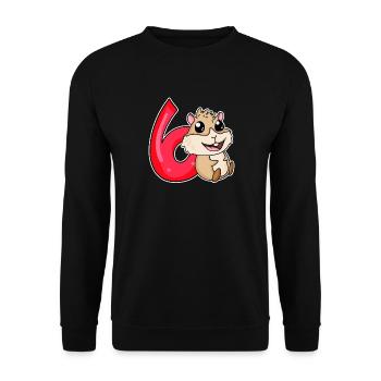 6 ans - 6 ans d’anniversaire avec motif animal - Sweat-shirt Unisexe - noir - Devant - Alina (178cm) & Michal (187cm)