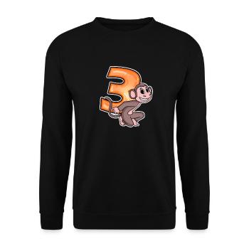 3 ans - 3 anniversaires avec motif animal - Sweat-shirt Unisexe - noir - Devant - Alina (178cm) & Michal (187cm)