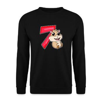 7 years old - 7 birthday with animal motif - Unisex Sweatshirt - black - Front - Alina (178cm) & Michal (187cm)
