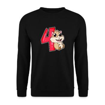 4 Jahre alt - 4. Geburtstag mit Tier Motiv - Unisex Pullover - Schwarz - Vorne - Alina (178cm) & Michal (187cm)