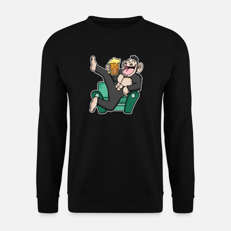 Funny monkey drinks beer - Unisex Sweatshirt - black