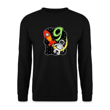 9e anniversaire - 9 ans Jeune astronaute - Sweat-shirt Unisexe - noir - Devant - Alina (178cm) & Michal (187cm)
