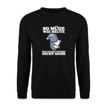 Müde Spruch lustig Schlafen Ausschlafen Faul - Unisex Pullover - Schwarz - Vorne - Alina (178cm) & Michal (187cm)