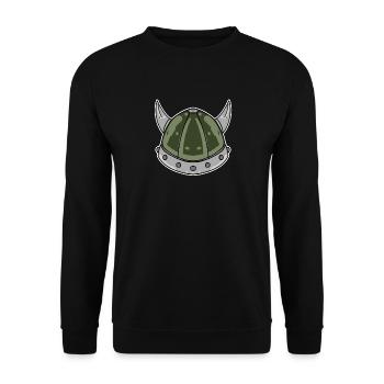 Viking Helmet - Unisex Sweatshirt - black - Front - Alina (178cm) & Michal (187cm)