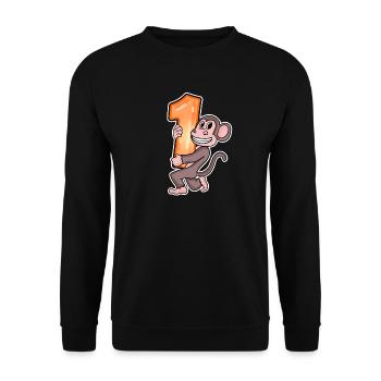 1 year old - 1 birthday with animal motif - Unisex Sweatshirt - black - Front - Alina (178cm) & Michal (187cm)