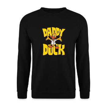 Daddy Duck - Unisex Pullover - Schwarz - Vorne - Alina (178cm) & Michal (187cm)