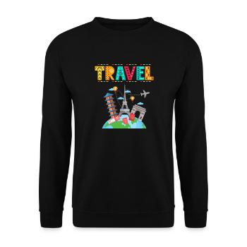 Voyage - Idée cadeau pour les amoureux des voyages - Sweat-shirt Unisexe - noir - Devant - Alina (178cm) & Michal (187cm)