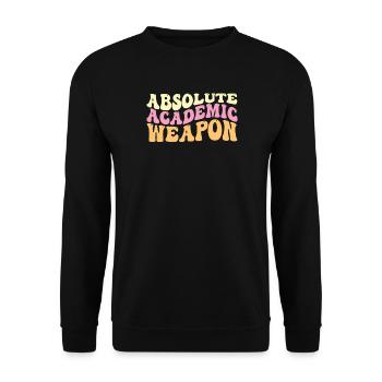 Studenten Absolute Academic Weapon - Unisex Pullover - Schwarz - Vorne - Alina (178cm) & Michal (187cm)