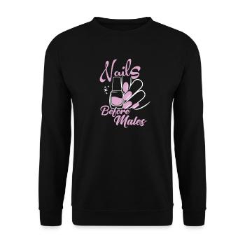Les ongles avant les hommes Créateur d’ongles - Sweat-shirt Unisexe - noir - Devant - Alina (178cm) & Michal (187cm)