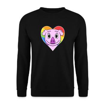 Cochon animal gay au cœur arc-en-ciel - Sweat-shirt Unisexe - noir - Devant - Alina (178cm) & Michal (187cm)