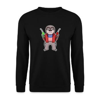 Gas station attendant Sloth petrol station - Unisex Sweatshirt - black - Front - Alina (178cm) & Michal (187cm)