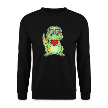 Dinosaurs with Heart - Love Romantic - Unisex Sweatshirt - black - Front - Alina (178cm) & Michal (187cm)