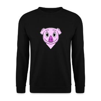 Pig Head Animal - Unisex Sweatshirt - black - Front - Alina (178cm) & Michal (187cm)