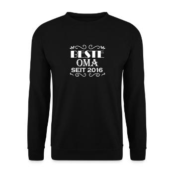 Beste Oma seit 2016 - Geschenk für die beste Oma - Unisex Pullover - Schwarz - Vorne - Alina (178cm) & Michal (187cm)