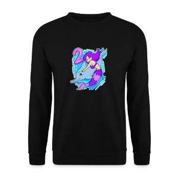 Fille 2 ans 2ème anniversaire sirène - Sweat-shirt Unisexe - noir - Devant - Alina (178cm) & Michal (187cm)