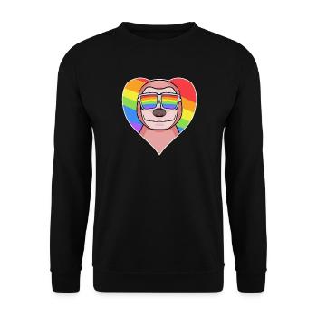 Animal gay paresseux Cœur arc-en-ciel - Sweat-shirt Unisexe - noir - Devant - Alina (178cm) & Michal (187cm)
