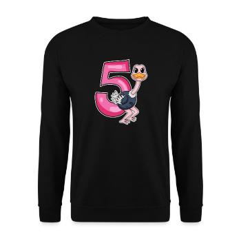 5 Jahre alt - 5. Geburtstag mit Tier Motiv - Unisex Pullover - Schwarz - Vorne - Alina (178cm) & Michal (187cm)