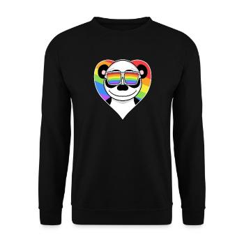Gay Regenbogen Herz Tier Panda - Unisex Pullover - Schwarz - Vorne - Alina (178cm) & Michal (187cm)