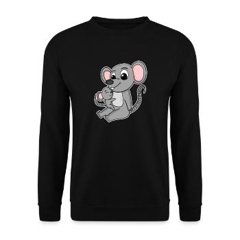 Familie - Maus mit Baby Maus - Unisex Pullover - Schwarz - Vorne - Alina (178cm) & Michal (187cm)