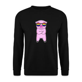 Gay Rainbow - Cochon à lunettes - Sweat-shirt Unisexe - noir - Devant - Alina (178cm) & Michal (187cm)