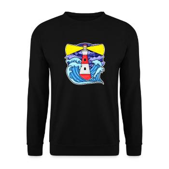 Lighthouse Coast Sea Sea - Unisex Sweatshirt - black - Front - Alina (178cm) & Michal (187cm)
