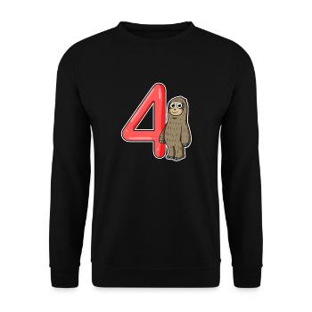 4 Jahre alt - 4. Geburtstag mit Tier Motiv - Unisex Pullover - Schwarz - Vorne - Alina (178cm) & Michal (187cm)
