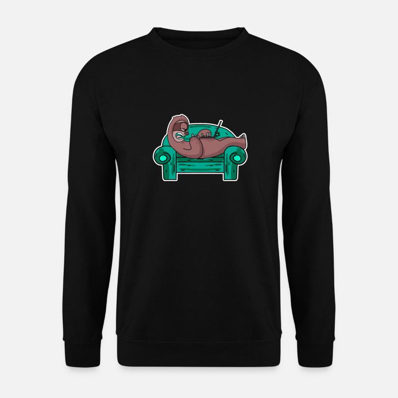 Faultier auf Sofa Laptop Mitarbeiter - Unisex Pullover - Schwarz