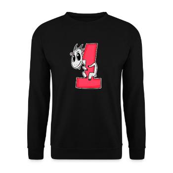 1 an - Inscription à l’école - Motif chèvre - Gagnant - Sweat-shirt Unisexe - noir - Devant - Alina (178cm) & Michal (187cm)