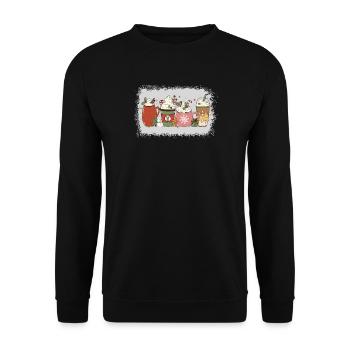 Heiße Weihnachtsschokolade Pfefferminz-mokka - Unisex Pullover - Schwarz - Vorne - Alina (178cm) & Michal (187cm)