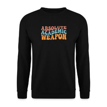 Studenten Absolute Academic Weapon - Unisex Pullover - Schwarz - Vorne - Alina (178cm) & Michal (187cm)