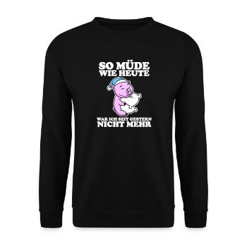 Müde Spruch lustig Schlafen Ausschlafen Faul - Unisex Pullover - Schwarz - Vorne - Alina (178cm) & Michal (187cm)