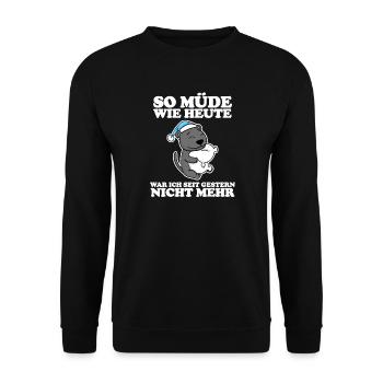 Müde Spruch lustig Schlafen Ausschlafen Faul - Unisex Pullover - Schwarz - Vorne - Alina (178cm) & Michal (187cm)