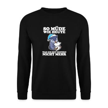 Müde Spruch lustig Schlafen Ausschlafen Faul - Unisex Pullover - Schwarz - Vorne - Alina (178cm) & Michal (187cm)