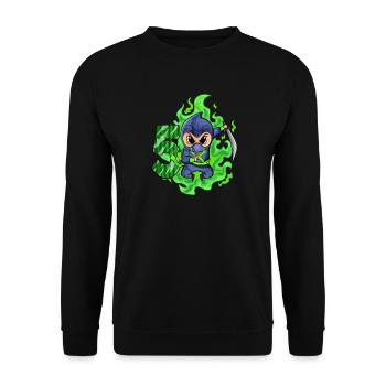Boy 5 years 5th birthday Boy Ninja Green - Unisex Sweatshirt - black - Front - Alina (178cm) & Michal (187cm)