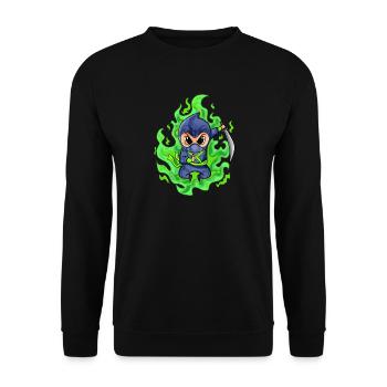 Fire Green Ninja Fighter Motif - Unisex Sweatshirt - black - Front - Alina (178cm) & Michal (187cm)