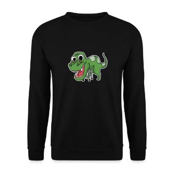 Oma Dinosaurier - Unisex Pullover - Schwarz - Vorne - Alina (178cm) & Michal (187cm)