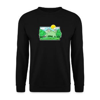 Mountain Mountains Mountain Peaks Forest - Unisex Sweatshirt - black - Front - Alina (178cm) & Michal (187cm)