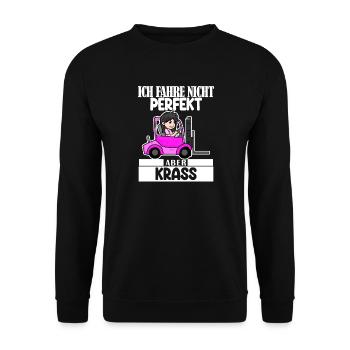 Staplerfahrerin Gabelstapler Lager Logistik Damen - Unisex Pullover - Schwarz - Vorne - Alina (178cm) & Michal (187cm)