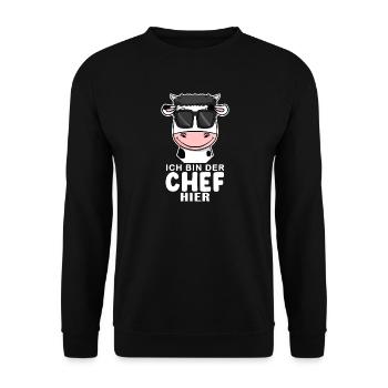 Cool Kuh Chef Spruch - Unisex Pullover - Schwarz - Vorne - Alina (178cm) & Michal (187cm)