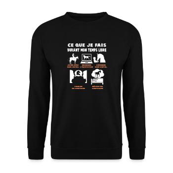 jeux video Gamer Geek Drôle cheval poney meme - Sweat-shirt Unisexe - noir - Devant - Alina (178cm) & Michal (187cm)