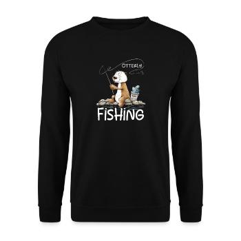 Droll Angler Otter Fishing Saying Fishing - Unisex Sweatshirt - black - Front - Alina (178cm) & Michal (187cm)