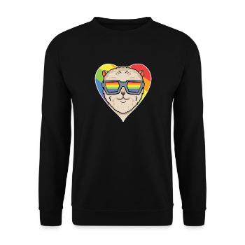 Rainbow - Dog with glasses - Miniature Spitz - Unisex Sweatshirt - black - Front - Alina (178cm) & Michal (187cm)