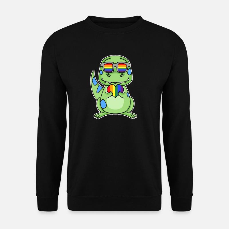 Gay Regenbogen Herz Dinosaurier - Unisex Pullover - Schwarz