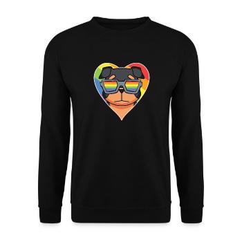 Rainbow - Dog with glasses - Rottweiler - Unisex Sweatshirt - black - Front - Alina (178cm) & Michal (187cm)